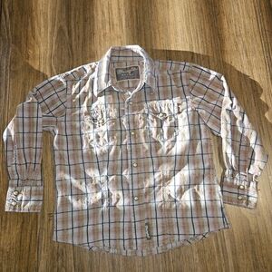 Wrangler Kids Brown Plaid Button-Down Shirt Size Small
